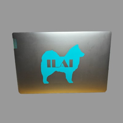 EVNwinkeltje: Gepersonaliseerde sticker (15,5 cm x 14 cm) met Eurasier, en naam, bijvoorbeeld voor op een laptop