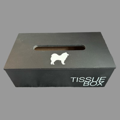 EVNwinkeltje: Tissuebox ( 25,5 cm x 14 cm x 9 cm) met witte Eurasier